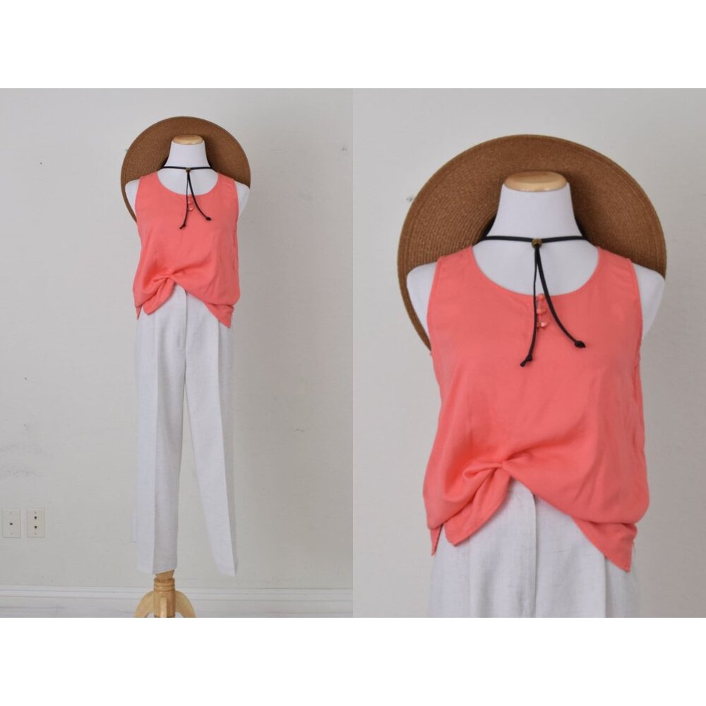Vintage 90s Rayon Coral Tank size S‎